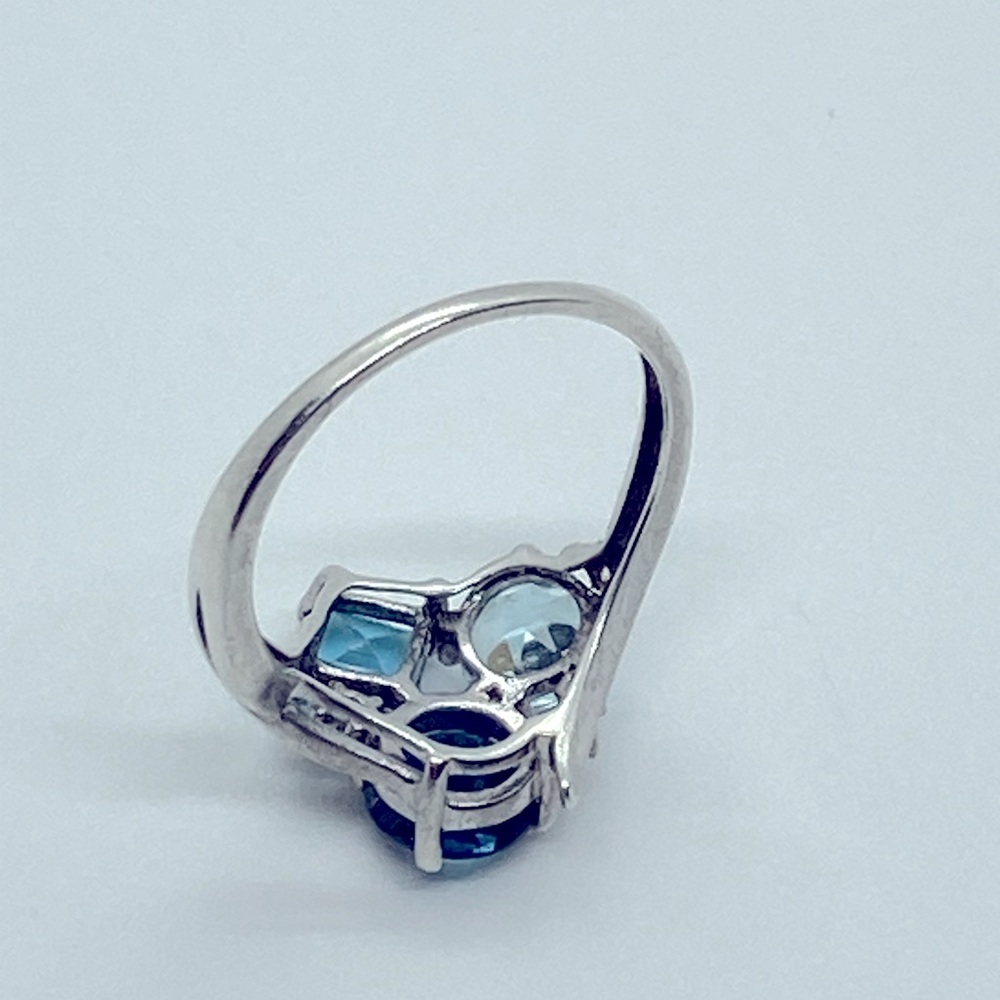 Vtg Sterling Topaz & Diamond Gemstone Cluster 925 Silver Ring | Sz 8.25 - Picture 8 of 16